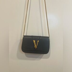 Versace black mini chain bag